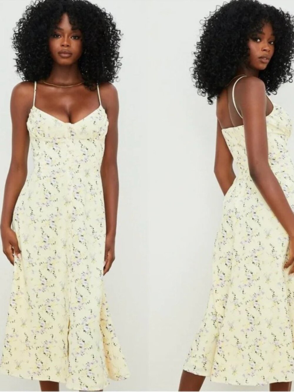 House of CB- Annabella Lemon Floral Midi Sun Dress Size Small Picnic Softgirl - Picture 4 of 7